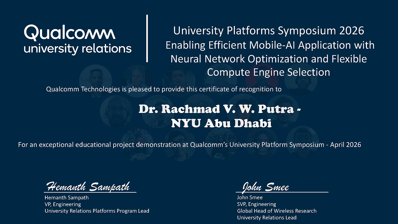 Qualcomm certificate of recognition for Dr. Rachmad V. W. Putra